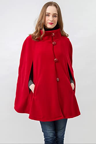 BYOS Women’s Winter Stylish Oversized Solid Plaid Fleece Poncho Blanket Wrap Cape2