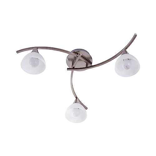 Lindby Deckenlampe Glas Metall nickel matt, Deckenstrahler 3 flammig Deckenleuchte 3x E14 max. 8W ohne Leuchtmittel Lampe Wohnzimmer Küchenlampe