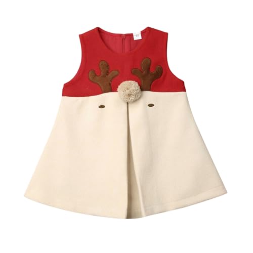 Vestido de Navidad Para Niños, Vestido De Navidad Niña, Vestido De Tanque Cuello Redondo Sin Mangas Vestidos Con Estampado De Renos Vestido De Princesa Vestido De Princesa Feliz Navidad Fiesta