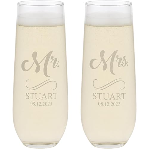 Gifts Inscribed Personalized Champagne Glasses Set...