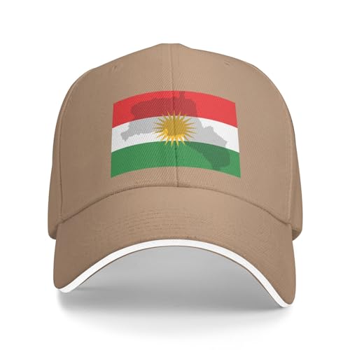 FJQWKLF Kurdistan Karte Flagge Kurdische Flagge Hut für Männer Frauen Baseball Cap Lustige Trucker Hat