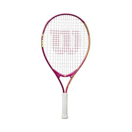 Raqueta de Tenis Wilson Intrigue Jr 23, Marco Liger, Juego Estable y Golpes Potentes, Cuerdas Amigables para el Brazo, Color: Granate/Rosa, Tamaño: 23