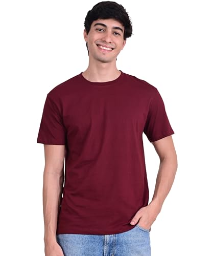 Image of Unisex Round Neck Plain T-Shirt | Combed Bio-Washed Ring Spun Cotton for Men & Women, Short Sleeves
