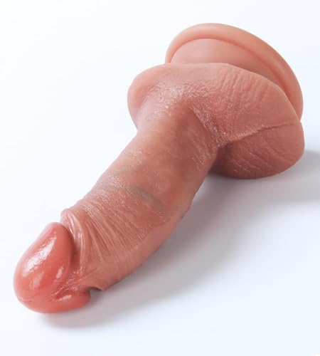 5-Inch Small Dildo for Beginners Non-Porous Silicone with Strong Suction Cup - Ideal Adult Penis Toy for Women Gay and Couples - Consoladores. No.24