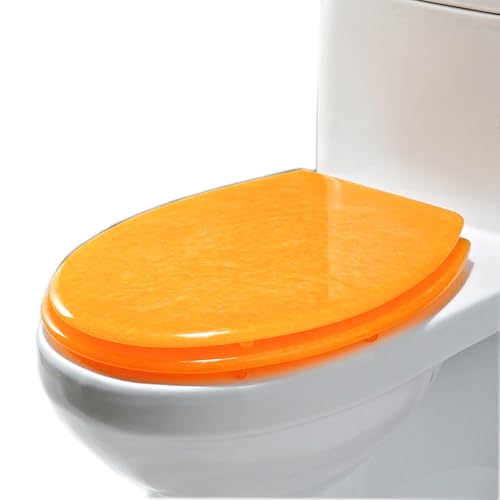 Lunette de Toilette avec Fermeture en Douceur, Lunette WC Cuvette WC, Abattant WC avec Frein de Chute, Cuvette Toilette, WC Abattant(Orange)