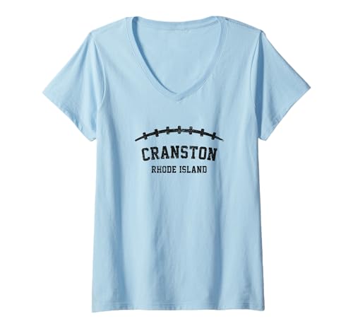 Damen Retro Cranston Rhode Island T-Shirt mit V-Ausschnitt