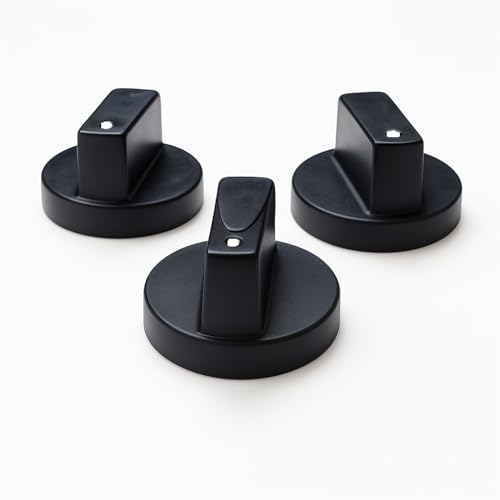 Image of Gas Stove Control Knob (Pack of 3) | LPG Gas Chulha Replacement Knobs | Push Fit Cooktop Knobs | Heat Resistant Plastic | Black