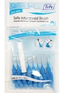 Tepe Interdental Brushes X-Fine 0.6 mm Blue - 2 Pack - Total 16 Brushes