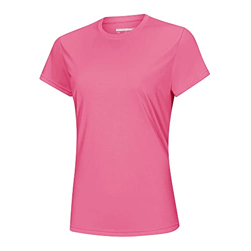 MAGCOMSEN T-shirt d'été léger pour femme - À manches courtes - Protection UV - Séchage rapide - UPF 50+ - Uni - Pour le jogging, la randonnée - Rose - M Cover