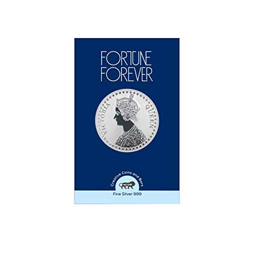 Image of FORTUNE FOREVER Pure Silver Queen Victoria BIS Hallmarked Round Coin Chandi Sikka with Blister Card Perfect for Gifting Investment Diwali Dhanteras (999 Purity)