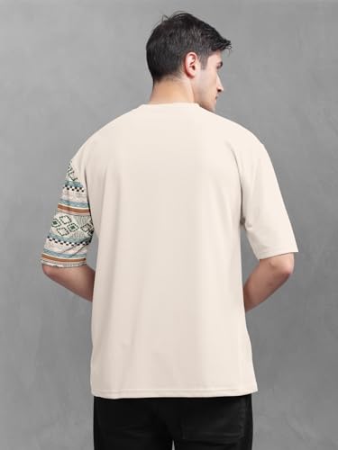 Image of BULLMER Trendy Front and Back Printed Oversized Round Neck T-Shirt for Men - Pack of 2