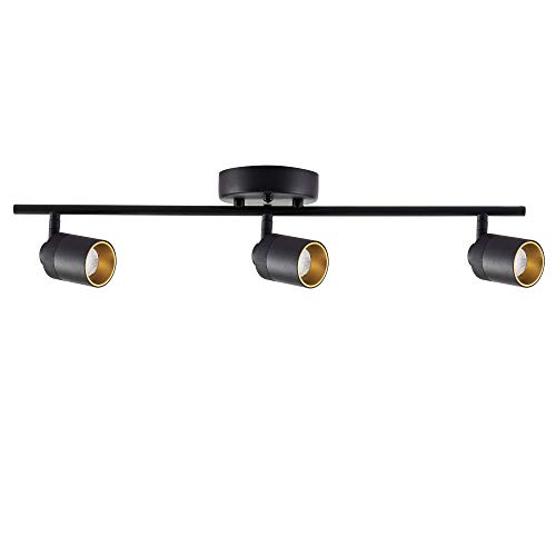 Vidalite LED Track Fixture 7W Three Bulb Fixed Rail Ceiling Lighting with Rotating Heads 3000K Modern Interior Spotlight for Kitchen Art and Living Room 1470 Lumens, 3, Black