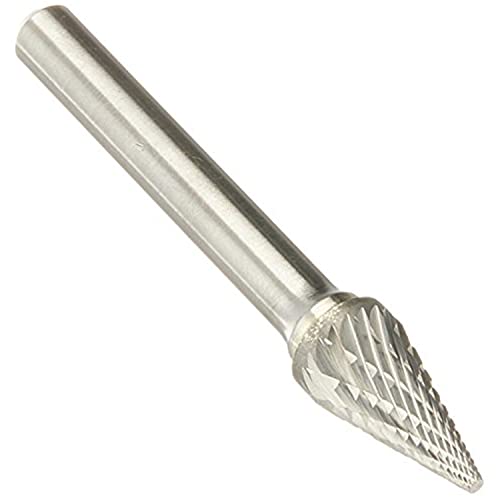 Image of Drill America SM-4 Carbide Burr /Rotary File Cone Pointed End Double Cut for Die Grinder 3 /8 inch Dia. x 5 /8 inch Cut Length with 1 /4 inch Shank and 2-1 /2 inch Overall Length, DUL Series