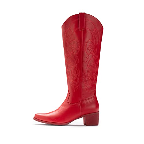 Image of IUV Cowboy Boots For Women Pointy Toe Women's Western Boots Cowgirl Boots Mid Calf Boots