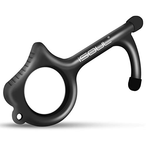 iSOUL 1 x peças preto contacto íris abridor de porta, chaveiro, lápis ótico de ecrã, produto EDC, livre de germes, material de liga de zinco, pontas de silicone, design ergonómico