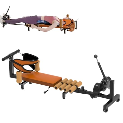Máquina de tracción para cuello y espalda, dispositivo de descompresión espinal ajustable de 140 a 185 cm, estirador de espalda sin inversión, estirador lumbar de 130 kg para relajación en el hogar