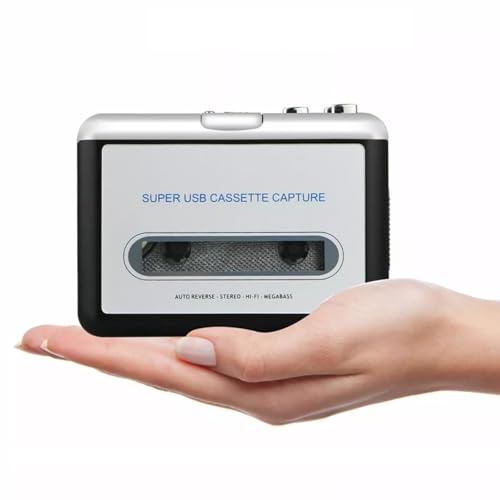 ikaufen USB Cassette Player & Tape to MP3 Converter, Portable Walkman with Auto Reverse for Retro Tape Playback & Digital Conversion