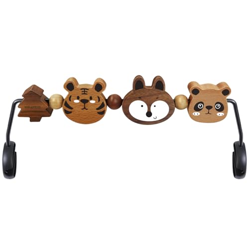 iGRATENS Baby Bjorn Bouncer Toy Bar - Toy Bar for Baby Bouncer Soft & Bliss, Easy to Attach and Remove, 360°Rotating Natural Wooden Toys, Exciting Design for Curious Babies, Safari Animals