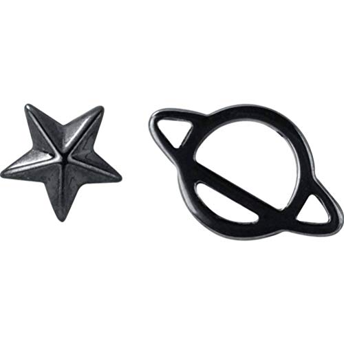 S925 Silver Star Sun Earrings Female Korean Art Style Hollow Fashion Sweet Five-Pointed Star Earrings Black, ZODJK, Black