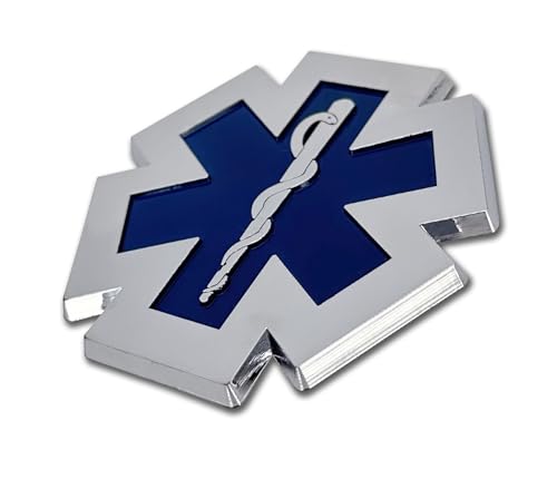 Image of Elektroplate EMS Star of Life Symbol OEM Chrome Emblem for Cars, Trucks, and All Auto | Universal Fit at 2.8 inch x 2.8 inch | Weatherproof