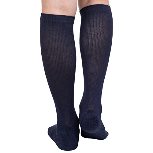 Bampoopanpa 3 Pairs Bamboo Compression Socks Circulation 8-15Mmhg Cushion Best Support Athletic Running Cycling Stockings For Women & Men Navy Blue-10-13 #TOP2