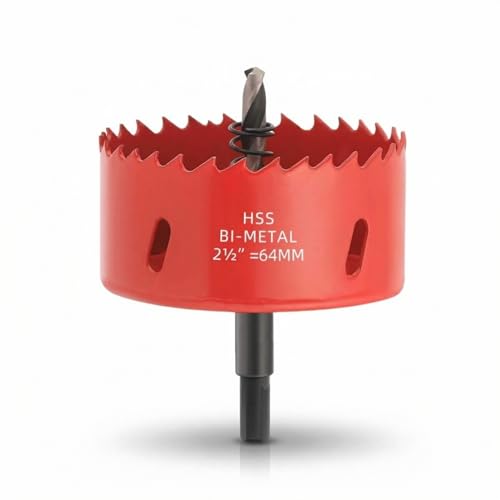 2 1/2 Inch (64mm) Bi-Metal Hole Saw with Arbor Heavy Duty 2.5 Hole Cutter for Metal Wood & Plastic with Smooth Flat Edge & Fast Chip Removal
