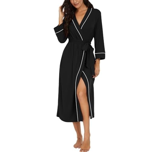PrinStory Womens Robe Long Kint Bathrobe Lightweight Soft Robes Ladies Bath Robe