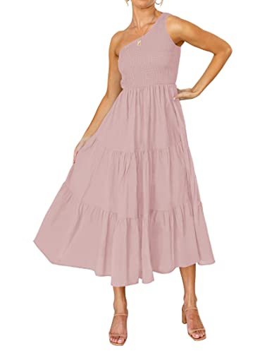 ZESICA Women's 2025 Bohemian Summer Floral Print One Shoulder Sleeveless
