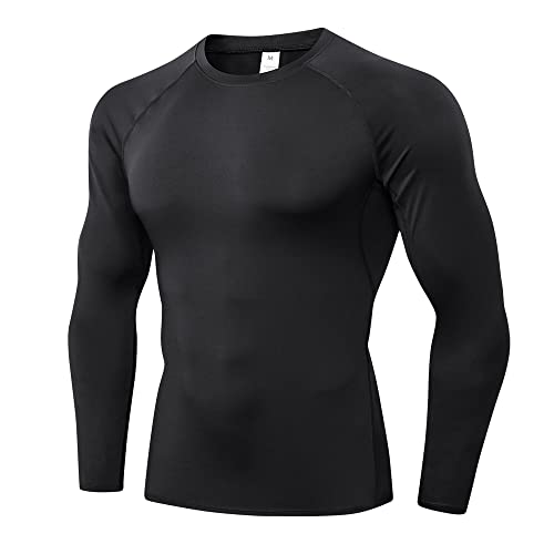 Eargfm Men'S Sports Compression Shirt Running Workout Long Sleeve Quick Dry Base Layer Active Athletic T-Shirt Gym Tops cover