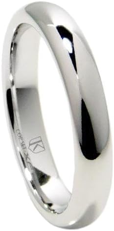 Titanium Kay Cobalt XF Chrome 4MM High Polish Plain Dome Wedding Band Ring