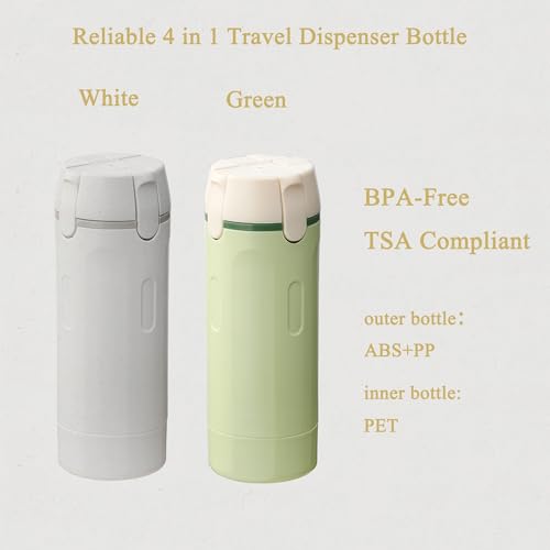 PIQOLA 4 in 1 Travel Dispenser Bottle, Leak Proof Refillable Travel Toiletry Containers, Travel Bottles Set Meets TSA 3-1-1 Requirements for about 3 Days Business Trip (Per Person), 4 x 30ml, White - image 7