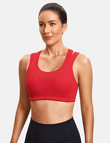 Image of SYROKAN Sports Bras for Women High Support Mesh Full Coverage Racerback Wireless No Bounce Running Bras