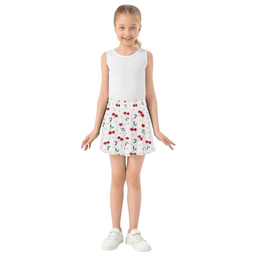 Girls Skorts High Waist Athletic Skirts with Shorts Cherry Stretchy Teens Performance Tennis4