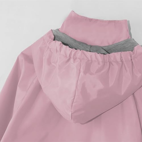 Unisex Rain Jacket Reflective Strip Windproof Button Hooded Long Outerwear 𝗪aterproof Raincoat with Pocket4