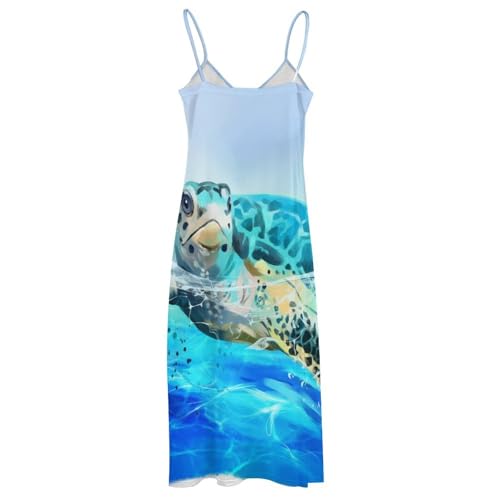 Robe longue bleu tortue légère anti-transpiration pour la plage