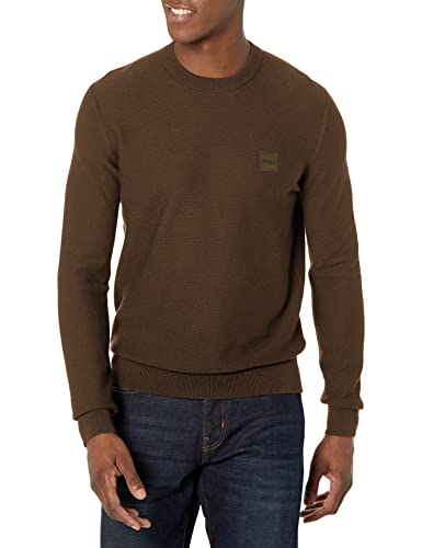 BOSS Men's Cotton Blend Logo Patch Sweater