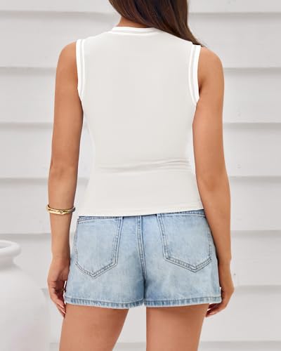 Image of BTFBM High Neck Tank Top for Women Sleeveless Ribbed Y2k Clothes Basic Shirts Going Out Outfits Spring Summer Tops 2026