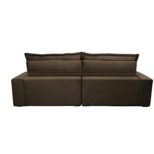 Sofa Retrátil e Reclinável com Molas Ensacadas Cama Inbox Soft 2,32 Mts Tecido Suede Café