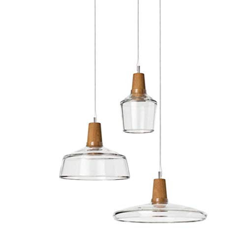 Suspension bois 3 têtes en verre pour éliminer les ombres de la table