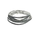 DATOA 10Pcs Sparkling Rhinestone Stretch Tennis Bracelets Set Fashion Stackable Crystal Elastic Bracelet Shining Wedding Party Jewelry-Black