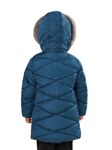 Image of SOLOCOTE Girls Winter Puffer Coat with Faux Fur Hood Sherpa Lined Parka Water-Resistant Windproof Quilted Jacket