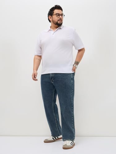 Image of Urbano Plus Men's Regular Fit Heavy Washed Denim Jeans Stretchable