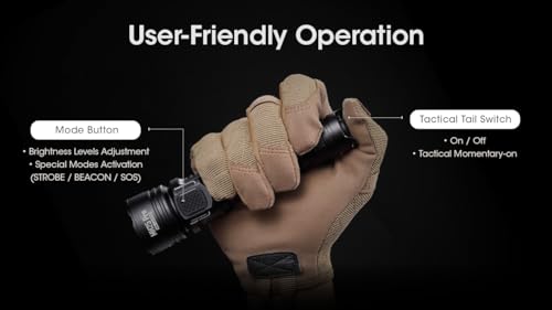 Nitecore MH25 Pro 770 Yard Long Throw Flashlight, 3300 Lumen USB-C Rechargeable Compact Duty Work Light with Lumentac Organizer