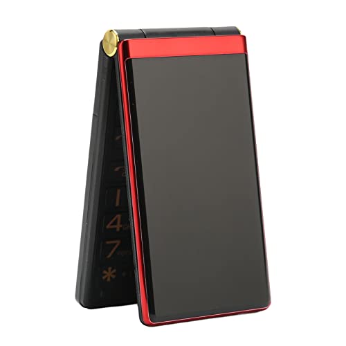 Teléfono Plegable para Personas Mayores, Teléfono Móvil Desbloqueado 2G Dual SIM, Pantalla Doble de 3 Pulgadas, Batería de 5900 MAh, Volumen Alto de Botón Grande, Compatible con (Rojo)