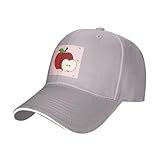 HYTTER Gorra de béisbol con estampado de manzana roja de dibujos animados, color negro, cómoda, transpirable, Gris, talla única