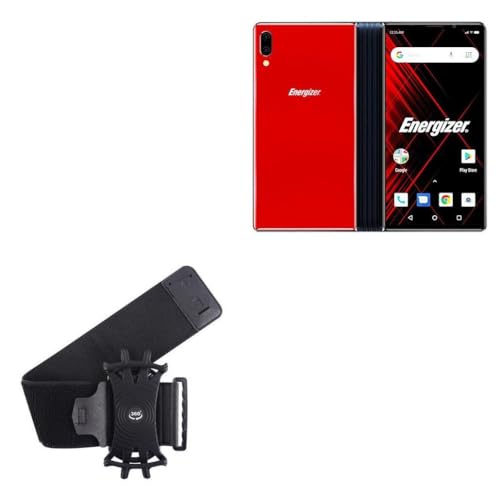 BoxWave Holster Compatible with Energizer Power Max P8100S - ActiveStretch Sport Armband, Adjustable Armband for Workout and Running - Jet Black