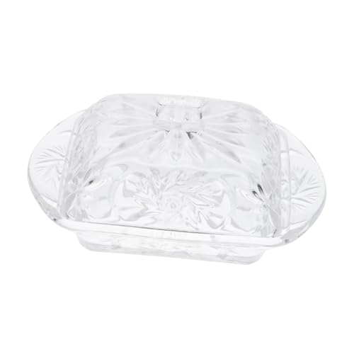 Genérico Caja Plato De Mantequilla Tarro De Azúcar Guardián Frasco Tarro De Galletas Tapa De Mantequilla Azucareros Con Tapa Contenedor De Dulces Mantequilla Hermética Vidrio Transparent
