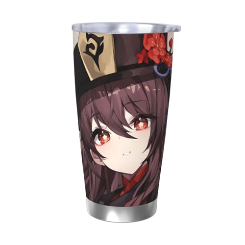 アニメ柄 胡桃 原神 水筒 真空断熱ケータイマグ 600ml ステンレスボトル 車用 直飲み 保温 保冷 フタ付きコーヒーカップ アウトドア 車のネイブに最適 スポーツタイプ ステンレスクールボトル 軽量 隔? 水筒 男の子 女の子