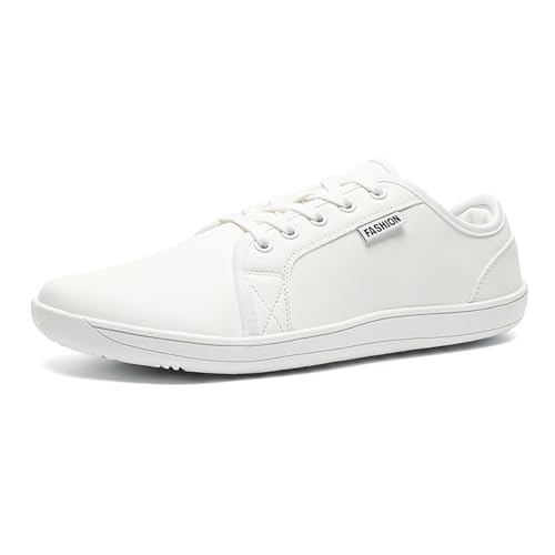 Men'S Women'S Leather Wide Toe Barefoot Dress Sneakers Lace-Up Minimalist Zero Drop Lightweight Comfortable Oxford Shoes Summer Outdoor Travel Walking Driving Shoes