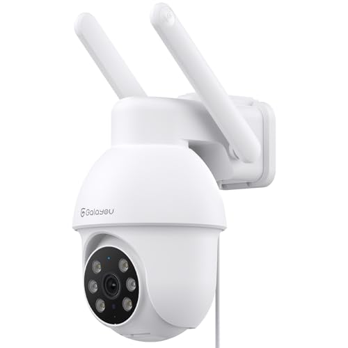 GALAYOU 4G LTE Cámara Vigilancia Exterior - 2K SIM Camara sin WiFi IP Domicilio 360° con Seguimiento de Movimiento, Visión Nocturna en Color, 24/7 Grabación en Tarjeta SD, IP65, Compatible con Alexa